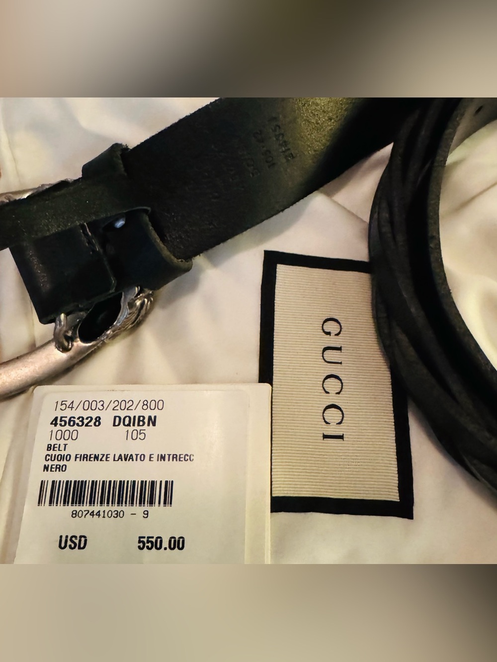Men Gucci Black Leather Wrap Belt with Decorative Silver-Tone Lion Buckle - Picture 6 of 11